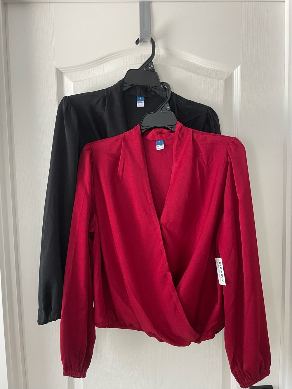 TWO Red & Black Blouse with Long Sleeves
